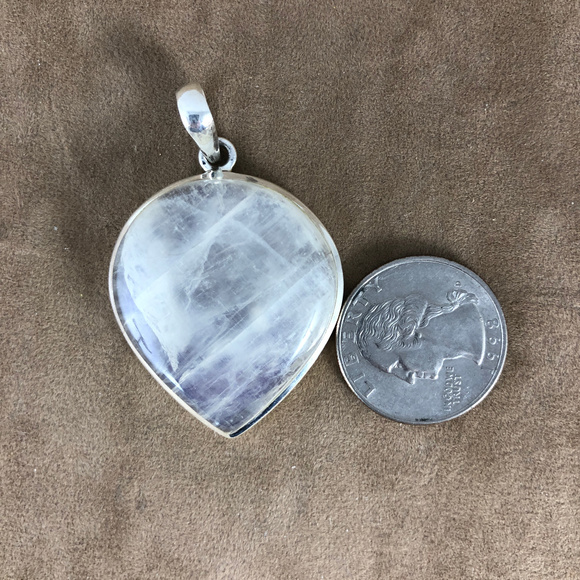 Huge Rainbow Moonstone Inverted Tear Drop Pendant - Picture 6 of 6